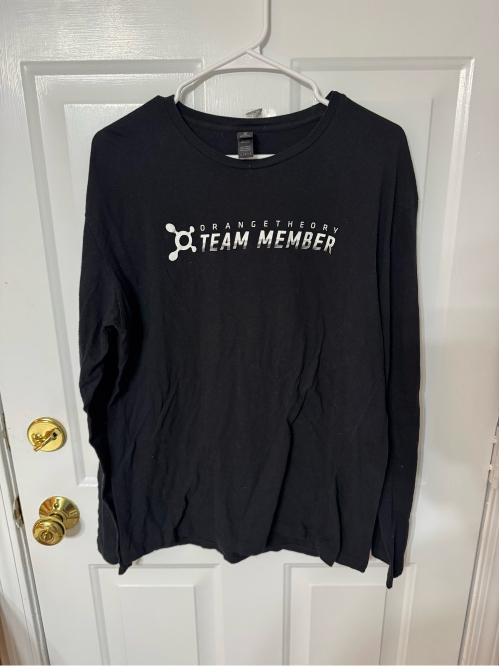 Orangetheory Black Crew Neck Long-Sleeve tee with White Logo- Employee shirt